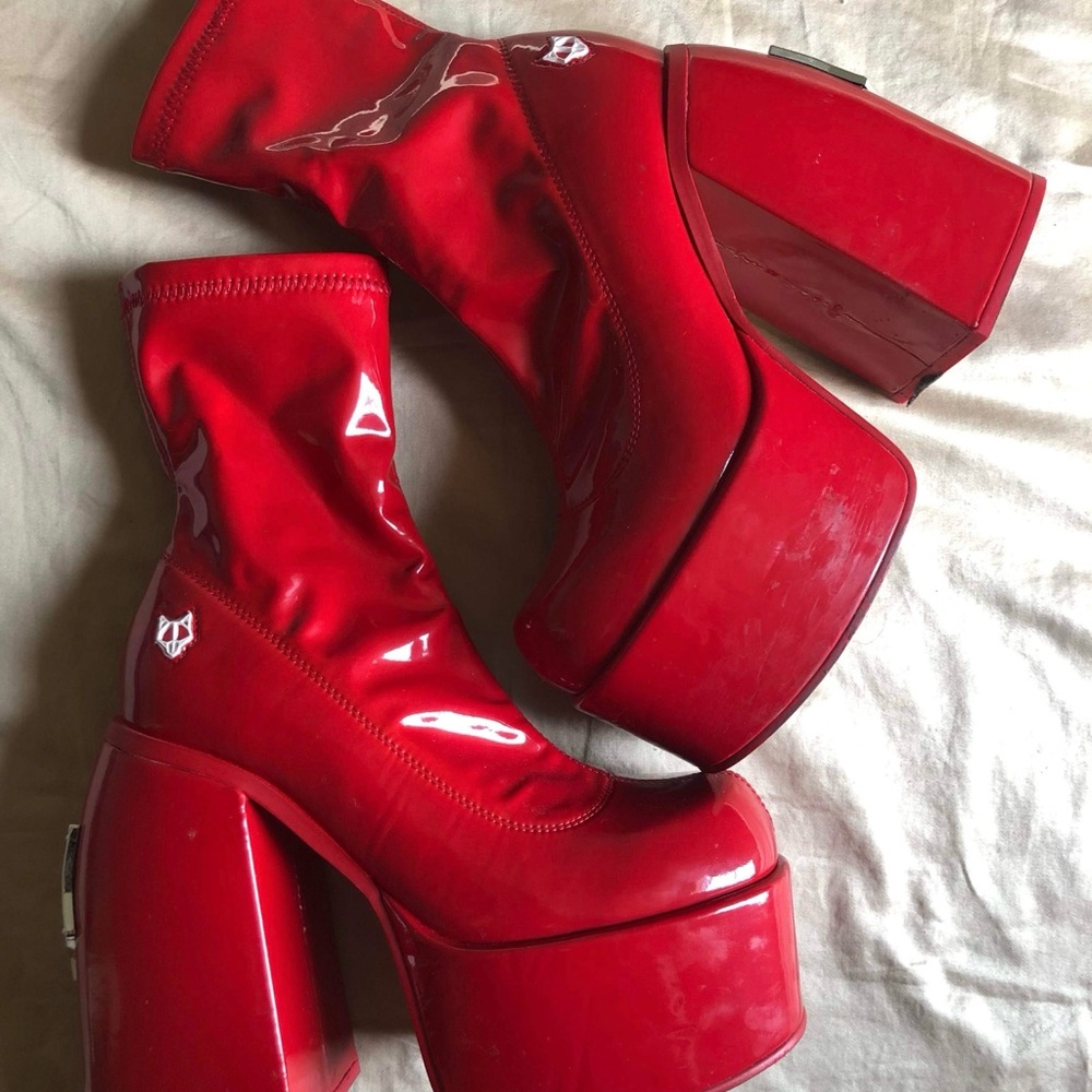 Naked Wolfe Red Platform Boots